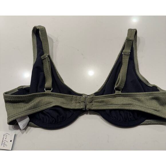 CUPSHE Size Large Green Silver Shimmer Bikini Top Underwire Boho Festival - Picture 2 of 7